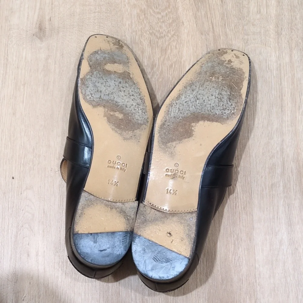 Gucci Black Leather Loafers With GG Logo - Picture 9 of 9